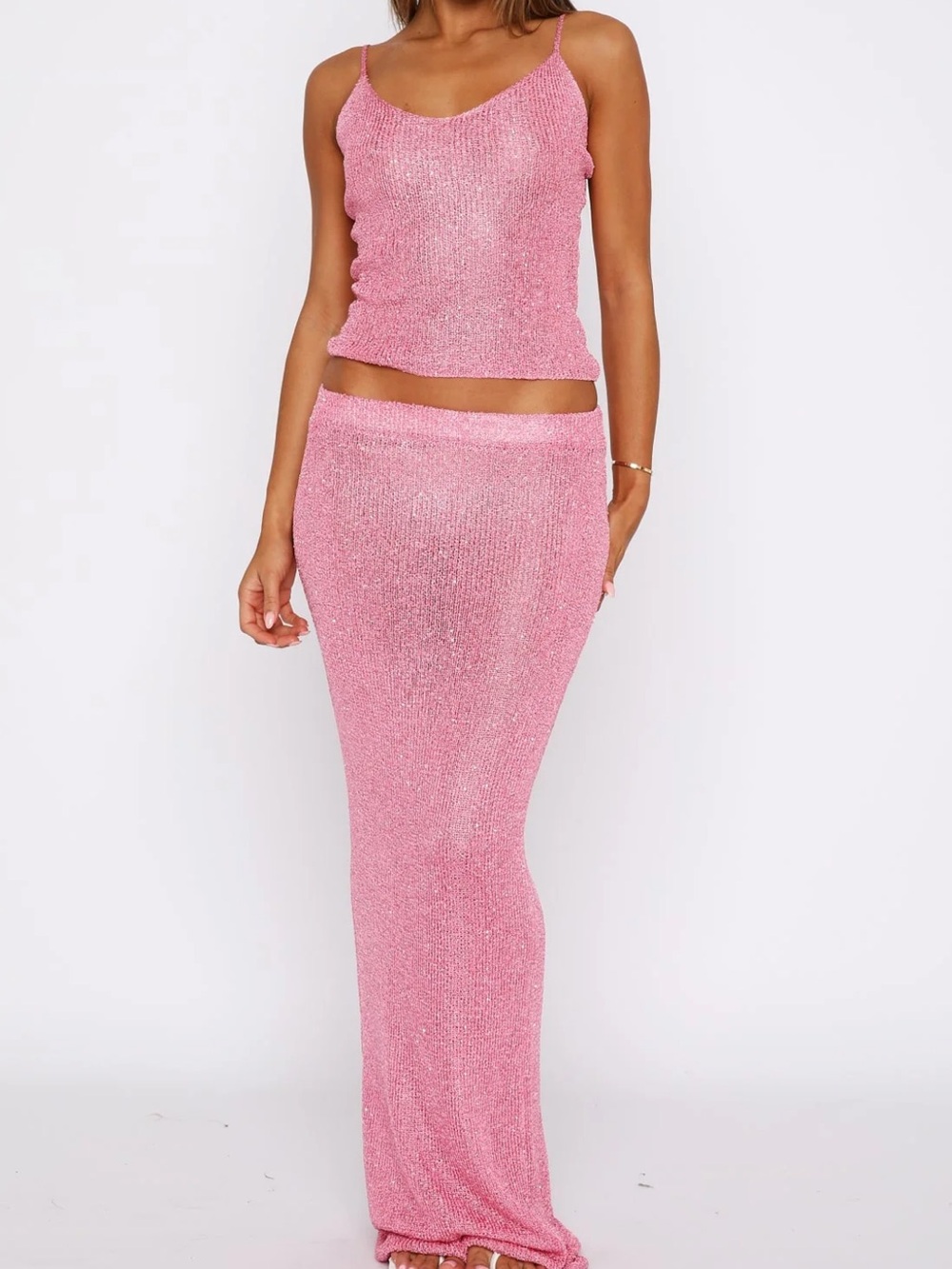 White Fox Sequin Set